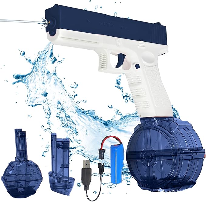 带鼓的电动水枪,大容量自动喷水枪,射程可达 32 英尺(约 9.